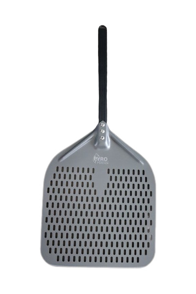 The Italian Kitchen 13 Perforated Pizza Peel - Professional 13 x 16.7 in Metal Pizza Peel Paddle - 27.3 Overall Aluminum Pizza Peel - Works with