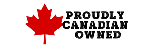 PROUDLY CANADIAN owned black letters